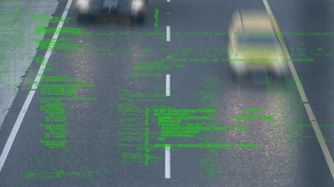 Busy road and program codes Stock Footage 107681061