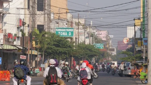 Busy road with traffic in Surakarta Java Indonesia Stock-Footage 81926787
