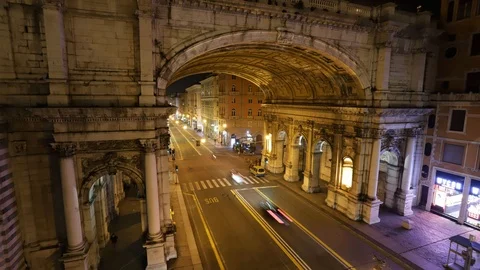 Busy road under a bridge at evening in timelapse Stock Footage 103438037
