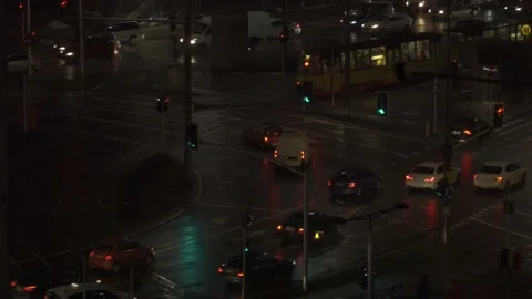 Busy roundabout by night Video stock 148172700