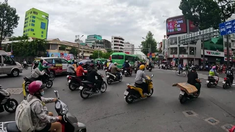 Busy Saigon Traffic Intersection Stock Footage 240881974