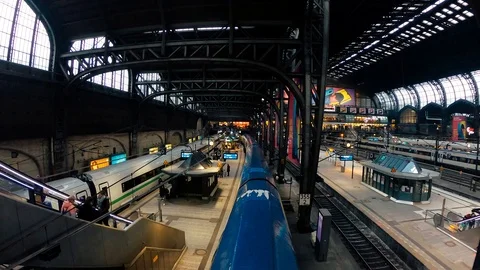 Busy scene at Main Train Station in Hamburg, Germany Stock Footage 111819452