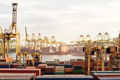 Busy seaport Stock Photos