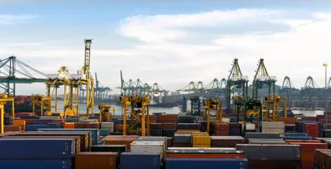 Busy seaport Stock Photos