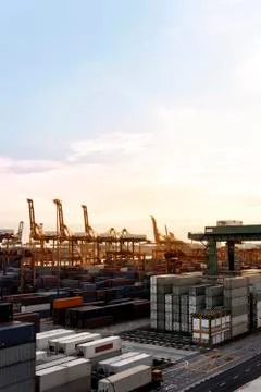Busy seaport 库存照片
