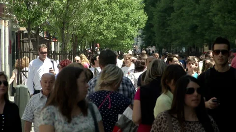Busy sidewalk, Madrid Stock Footage 34798633