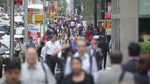 Busy sidewalk mid range Video stock 76747342