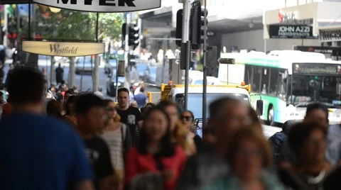 Busy sidewalk in Sydney Australia Stock Footage 45430191