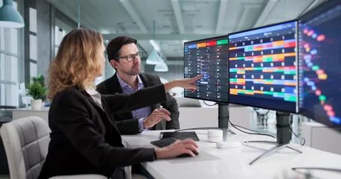Busy Software Developer Creates Schedule Using Agile Calendar And Kanban. Stock Photos