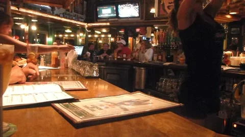 Busy Sports Bar Time Lapse at Night Stock Footage