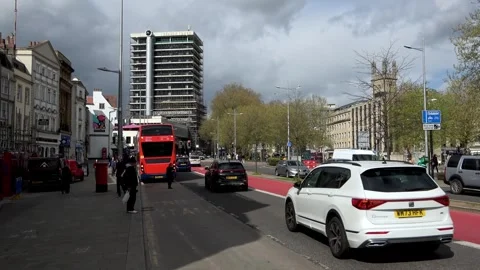 Busy St Augustine's Parade facing Beacon Tower Stock Footage 272673491