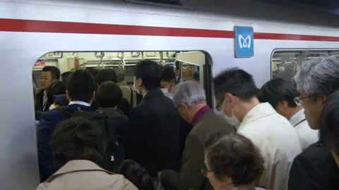 Busy Station Platform Inside The Tokyo Metro In Tokyo, Japan Stock Footage 159057172