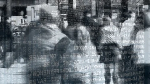 Busy street and program codes Stock Footage 107702206