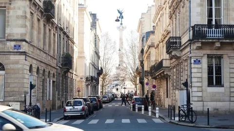 Busy Street in Bordeaux, France Stock Footage