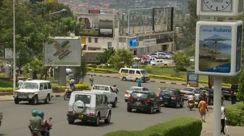 Busy street in downtown Kigali, Rwanda Stock Footage