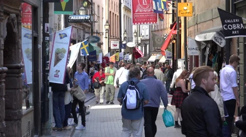 Busy street in Gamla Stan Stock Footage 44152971