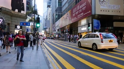 A busy street in Hong Kong Stock Footage