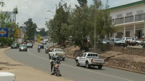 A busy street in Kigali, capital of Rwanda. Stock Footage