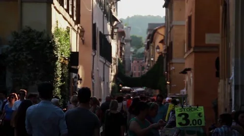 Busy Street in Rome at Sunset Stock Footage 52932553