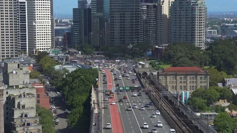 Busy street scene. Traffic on Sydney Harbour bridge Stock Footage 76461653