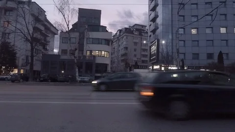 Busy Street in Sofia at Dusk 库存影片 106904333