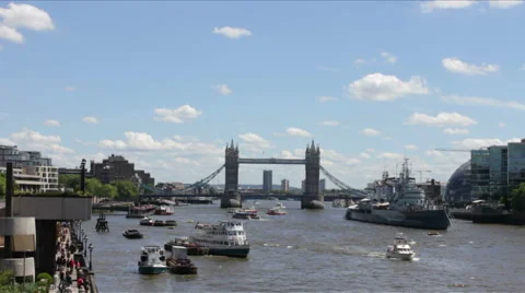 Busy Thames River at Daytime Stock Footage 46843721