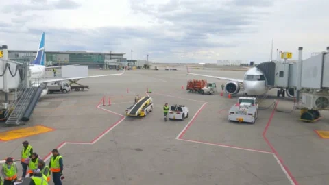 Busy Time lapse at the Airport tarmac Stock Footage 190495853