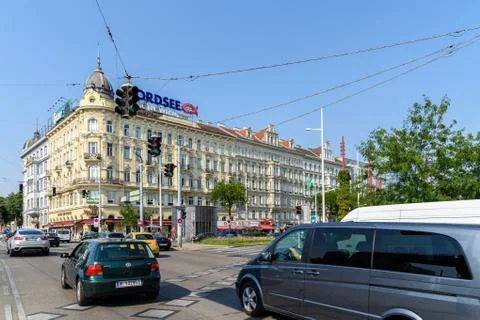 Busy Traffic And People On Downtown Streets Of Vienna City Stock Photos