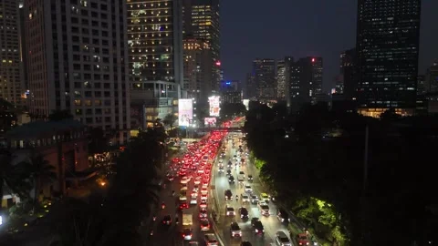 Busy Traffic and Rush Hours over Jakarta Stock Footage 287072761