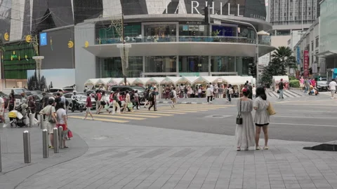 Busy Traffic at Bukit Bintang Intersection Kuala Lumpur Stock Footage 333769085