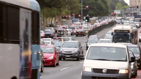 Busy Traffic in City Centre Stock Footage 85204098