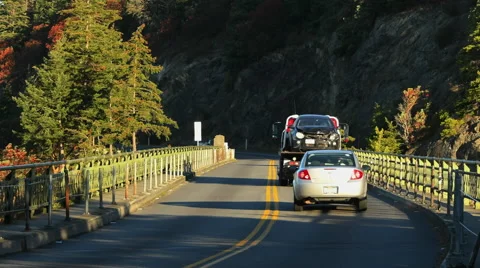 Busy traffic on Deception Pass bridge, timelapse Stock Footage 68453662