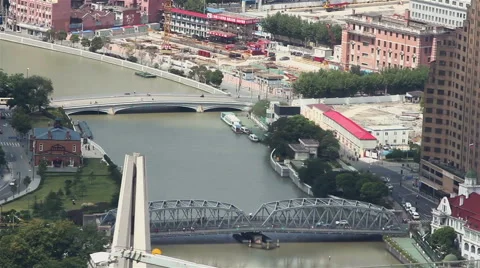 Busy traffic on Freeway, Daytime. Shanghai, China Stock Footage 40496655