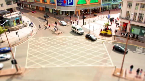 Busy Traffic Intersection. Tilt Shift Timelapse. Video stock 56026654
