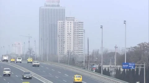 Busy traffic on the overpass Stock Footage 253772489