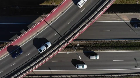 Busy traffic on parallel highway lanes Stock Footage 128074476
