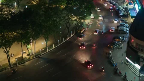 Busy traffic roundabout at night - Timelapse 4K+ Stock Footage