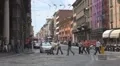 Busy traffic street old Town Bologna Italy cityscape downtown commuter travel HD Footage