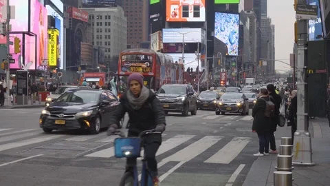 Busy Traffic Through Times Square, New York City USA. Video stock 102578142