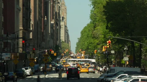 Busy traffic time-lapse from Columbus Circle Manhattan, New York Stock Footage