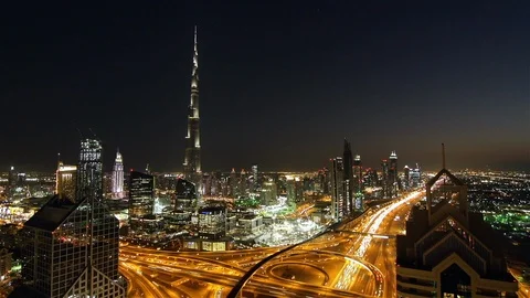Busy traffic time lapse in Dubai just after sunset Stock Footage 104475809