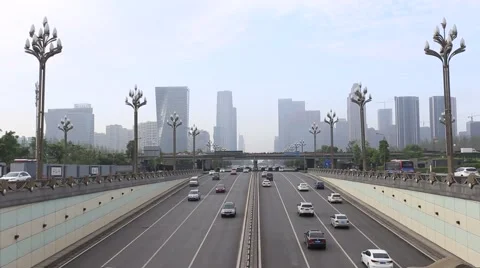 Busy traffics go through the underpass tunnel Stock Footage 63500417