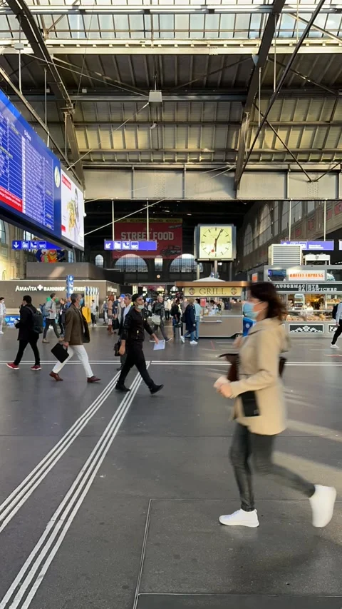 Busy train station Stock Footage 163977619