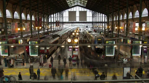 Busy Trainstation daytime Stock Footage 23855483