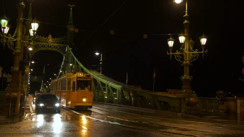 Busy tram intersection on bridge. Stock Footage 252151983