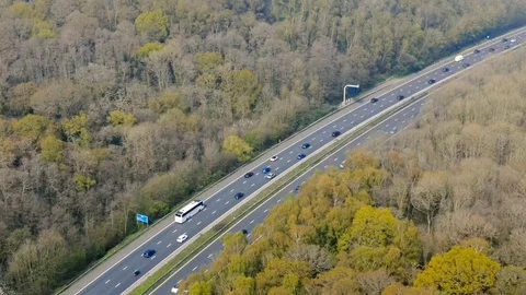 BUSY UK Motorway MotionLapse from drone Stock Footage