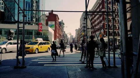 Busy Urban Street in New York City Stock Photos