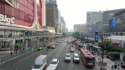 A busy view of Ratchadamri Road in central Bangkok, Thailand Stock Footage 339306668