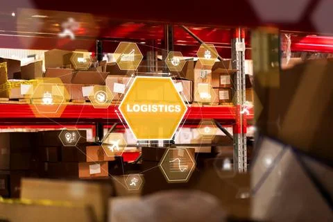 Busy warehouse operations focus on logistics and supply chain management tasks Stock Photos