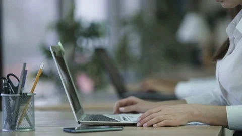 Busy woman checking important documents, analyzing charts, processing data Stock Footage 70855744